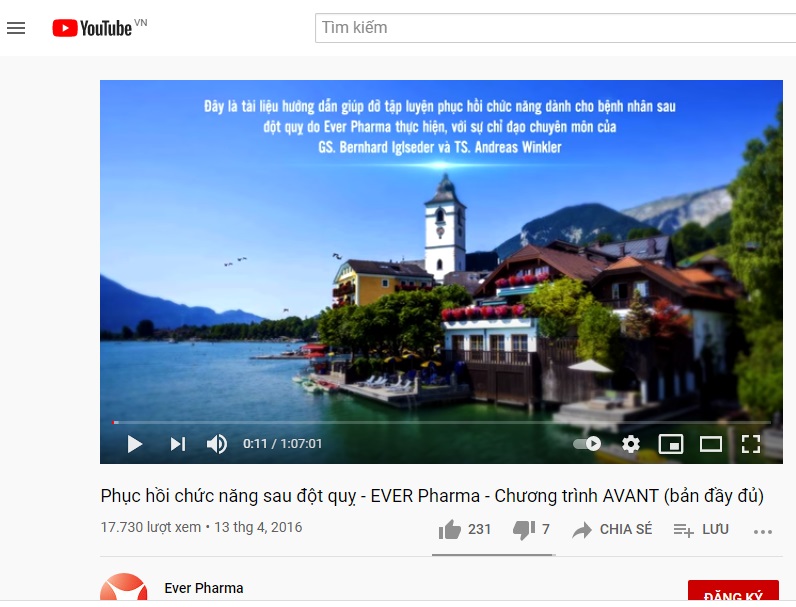 Phản hồi của người xem kênh Youtube Phục hồi chức năng sau đột quỵ - EVER Pharma - Chương trình AVANT